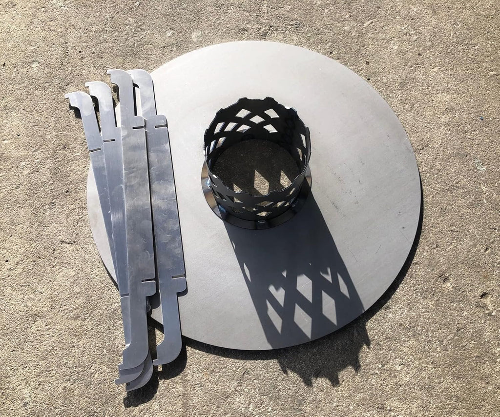 Terma Accessori Tagliere in legno Cucina da esterno, piastra plancha, grill con piastra in ghisa, ripiano per piastra in ghisa, braciere con griglia, anello per griglia per braciere