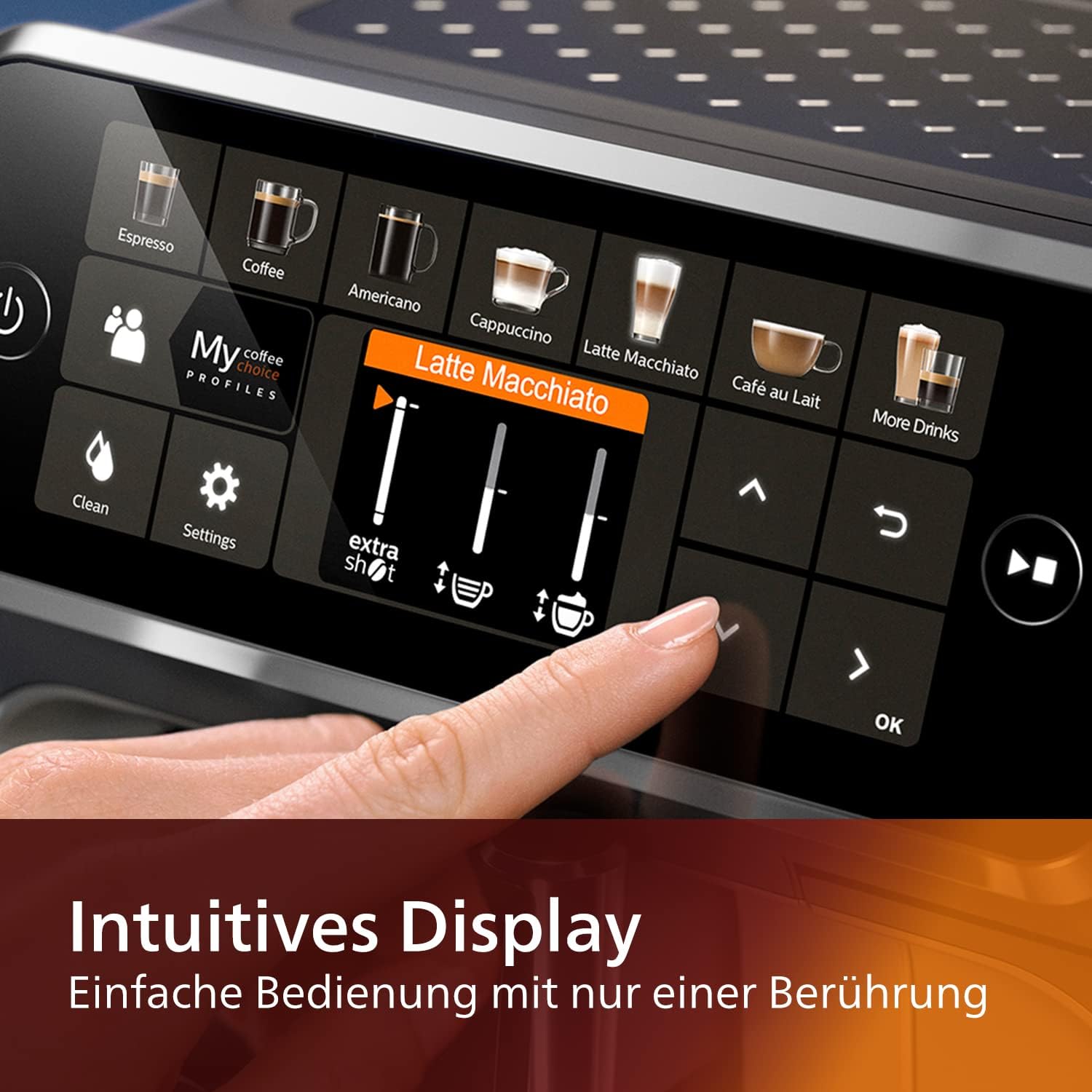 Philips Serie 5400 Macchina da Caffè Automatica – Sistema LatteGo, 12 Bevande a Base di Caffè, Display Intuitivo, 4 Profili Utente, Cromo (EP5447/90)