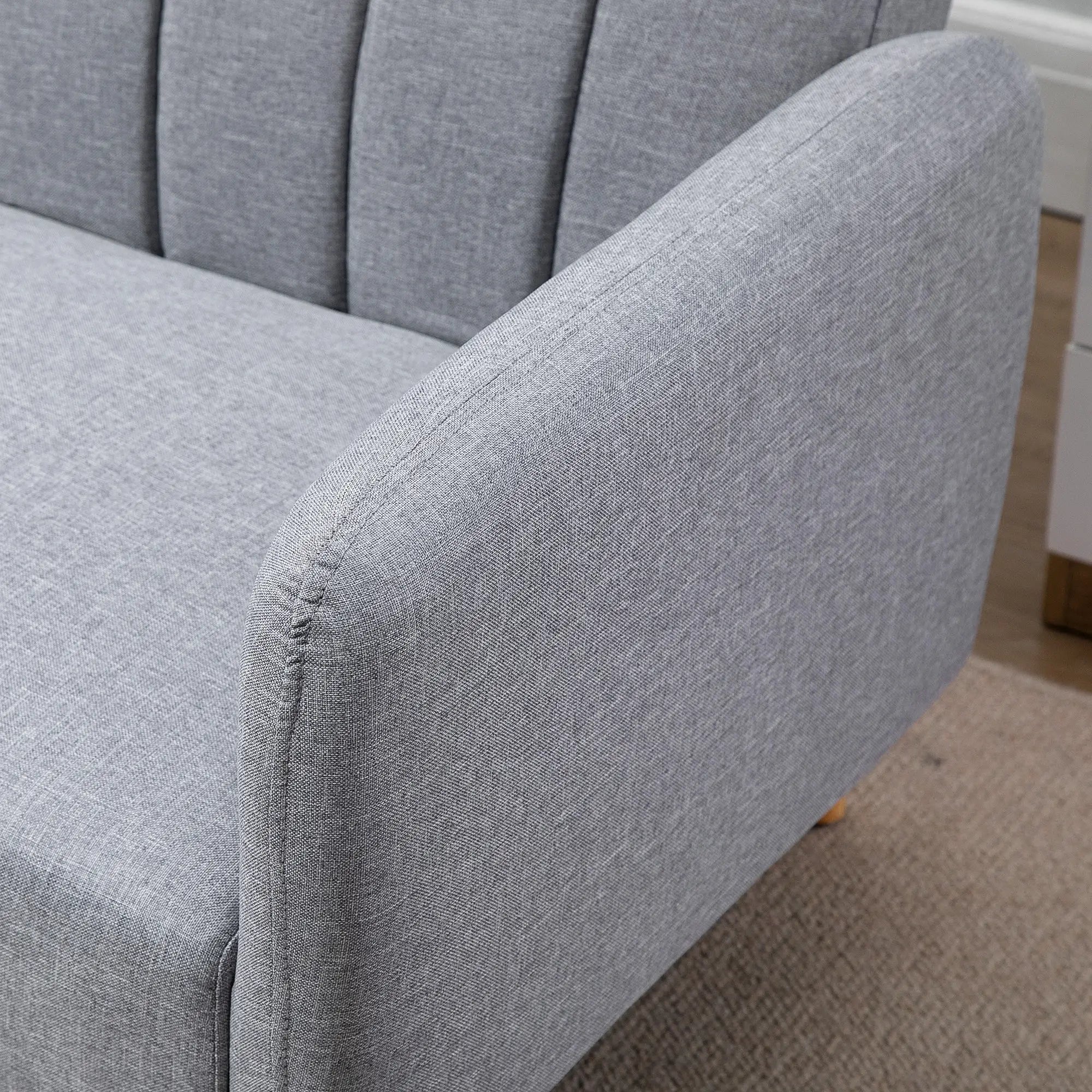 HOMCOM Schlafsofa 2-Sitzer verstellbare Rückenlehne Gästezimmer hellgrau