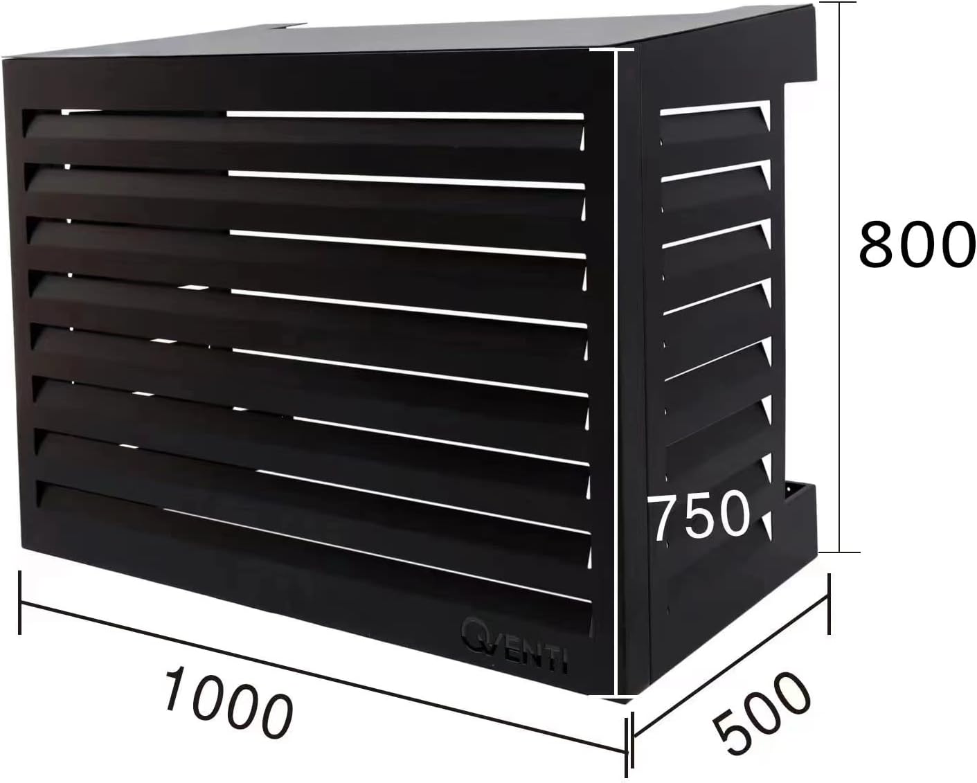 Copertura Qventi per condizionatore - Antracite/Grigio - Alluminio - Griglia di protezione - Rivestimento - Facile montaggio - Taglia S - Dimensioni esterne (LxPxH): 100 x 50 x 75 cm