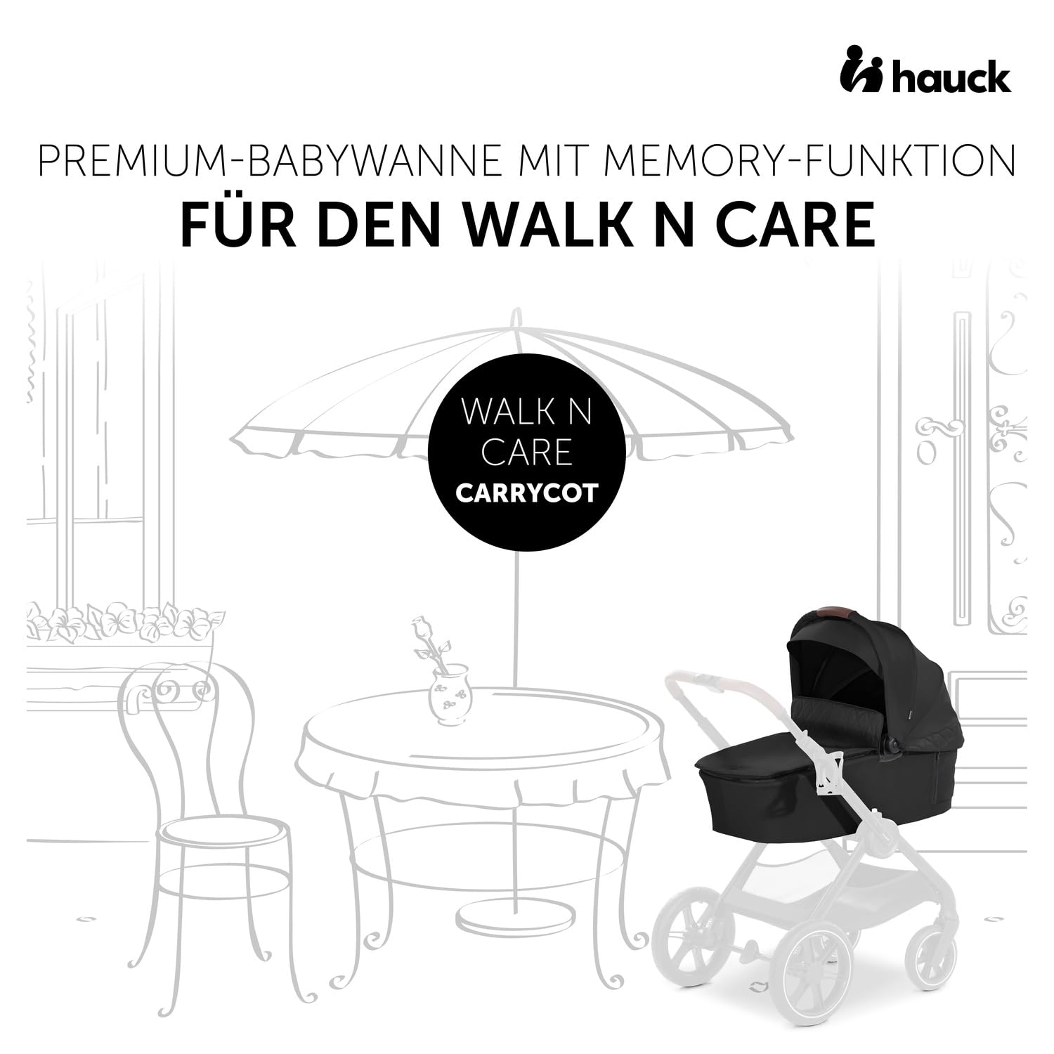 hauck Kinderwagen mit Beindecke Walk N Care ab Geburt bis 22 kg mit Liegefunktion, Becherhalter, Sitz Wendbar & Höhenverstellbar, Gummireifen, Teleskopgriff, UPF 50+, Zusammenklappbar (Dark Navy Blue9
