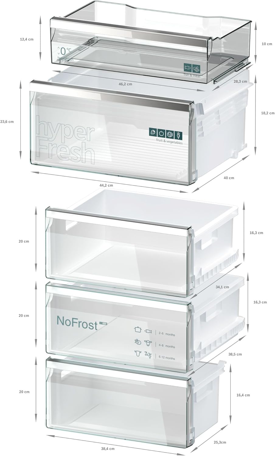 SIEMENS KG39EAICA iQ500 Frigorifero con congelatore, 201 x 60 cm, 249 L frigorifero + 94 L congelatore, LowFrost sbrinamento meno frequente, illuminazione a LED uniforme, BigBox spazio per alimenti congelati di grandi dimensioni