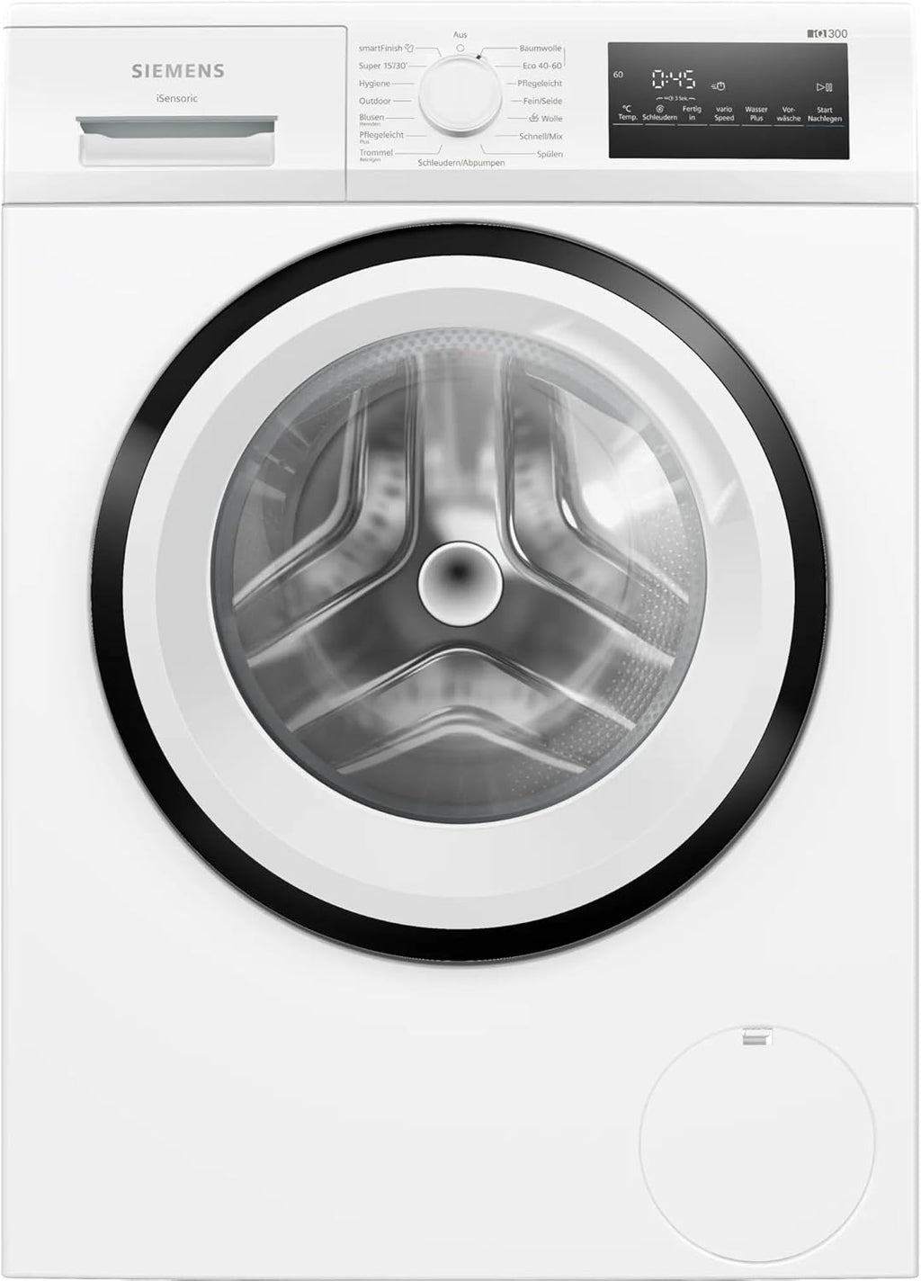 Siemens WM14N122 iQ300 Lavatrice / 7kg / D / 1400 giri/min / Programma Outdoor / Funzione varioSpeed / Funzione aggiungi bucato, Bianco/Nero
