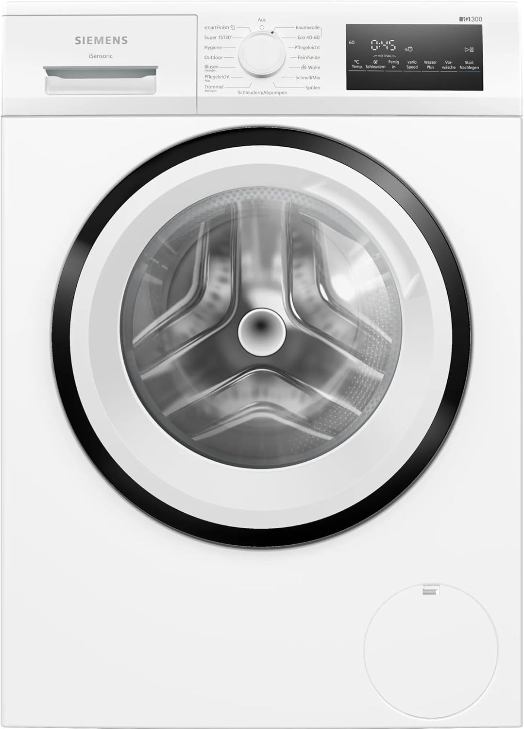Siemens WM14N122 iQ300 Lavatrice / 7kg / D / 1400 giri/min / Programma Outdoor / Funzione varioSpeed / Funzione aggiungi bucato, Bianco/Nero