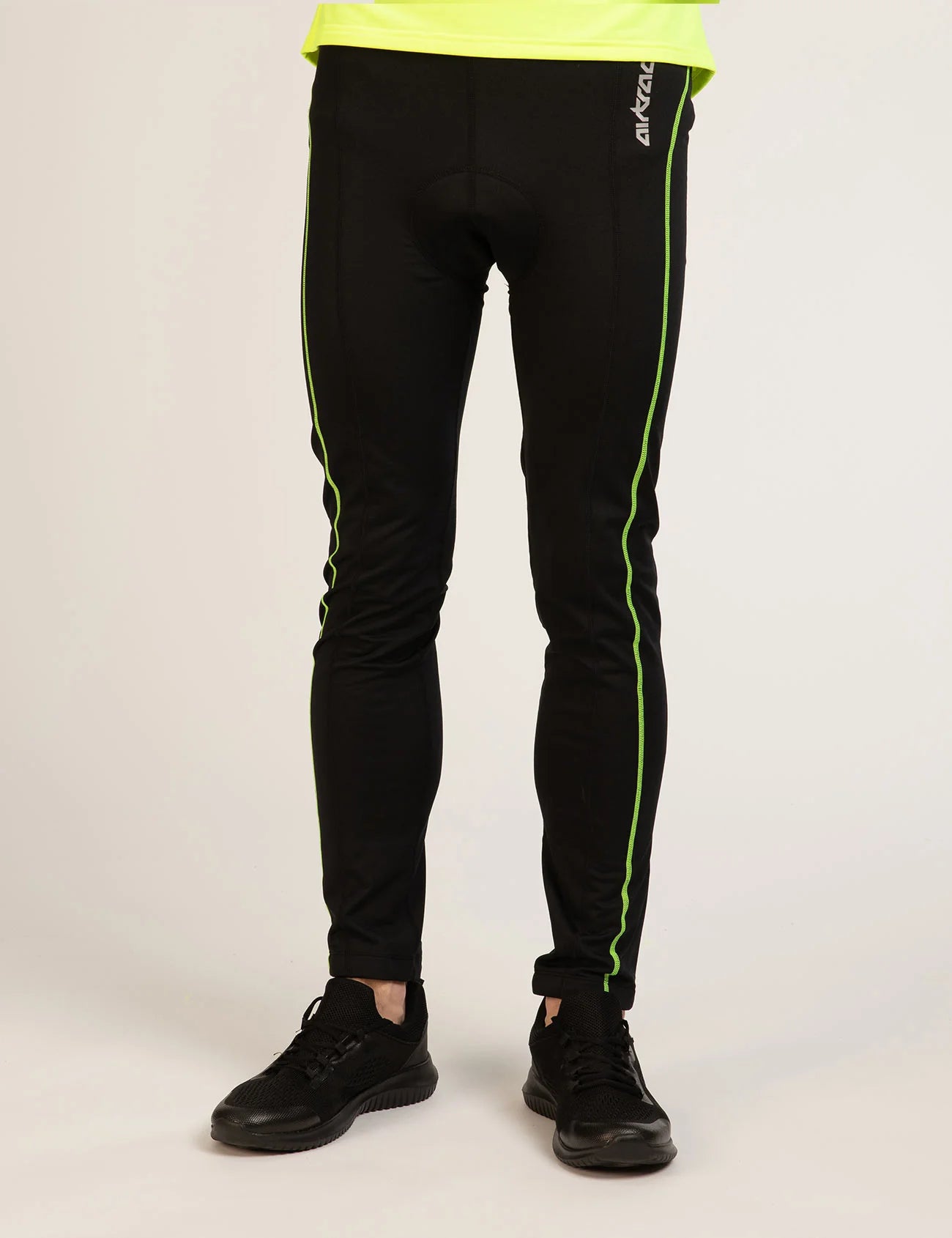 Pantaloni Ciclismo Termici Lunghi da Uomo Neri Neon