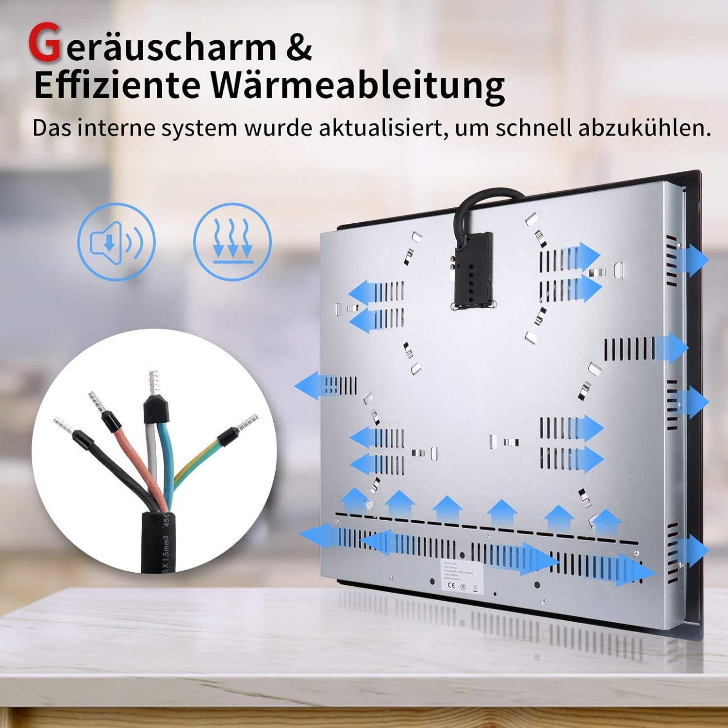 IsEasy 4 Zonen Einbau Induktionskochfeld mit 9 Leistungsstufen &1-99Min Timer, Boost-Funktion, Induktionskochplatte, Induktion Herdplatte mit 4 Platten, 60cm, 6800W, Schwarz