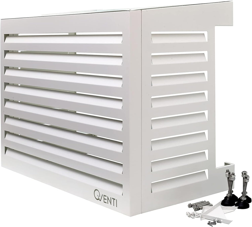 Copertura Qventi per condizionatore - Antracite/Grigio - Alluminio - Griglia di protezione - Rivestimento - Facile montaggio - Taglia S - Dimensioni esterne (LxPxH): 100 x 50 x 75 cm