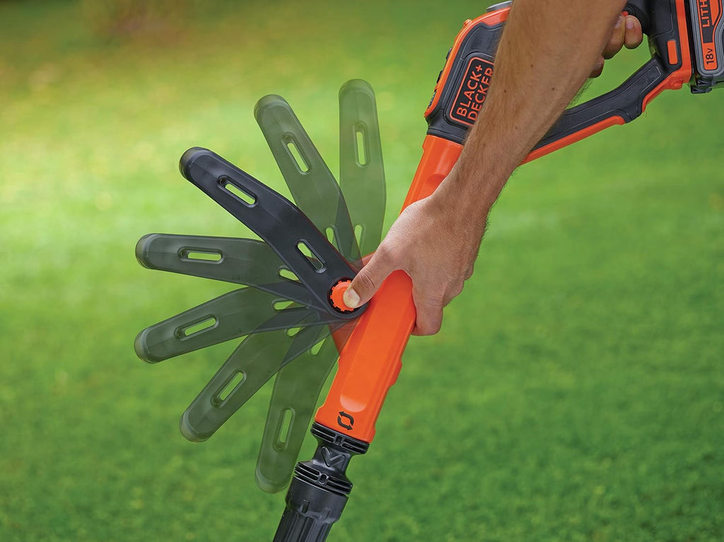 BLACK+DECKER Rasentrimmer mit Akku und Ladegerät Rasenkantenschneider Freischneider mit Fadenverlängerung auf Knopfdruck (18V 2,0Ah, 28 cm Schnittbreite) STC1820EPC