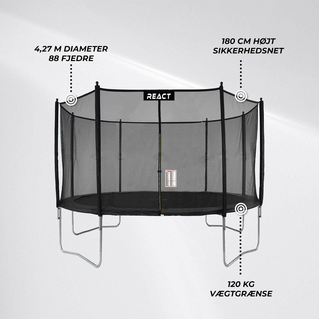 Trampolino React 427cm con rete di sicurezza