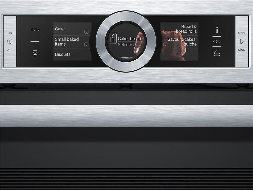 Bosch HMG7361B1, Serie 8 Forno da incasso intelligente con funzione microonde, 60 x 60 cm, Made in Germany, Nero, Air Fry, Anello di controllo digitale, Display touch, Programmi automatici, Supporto per la pulizia