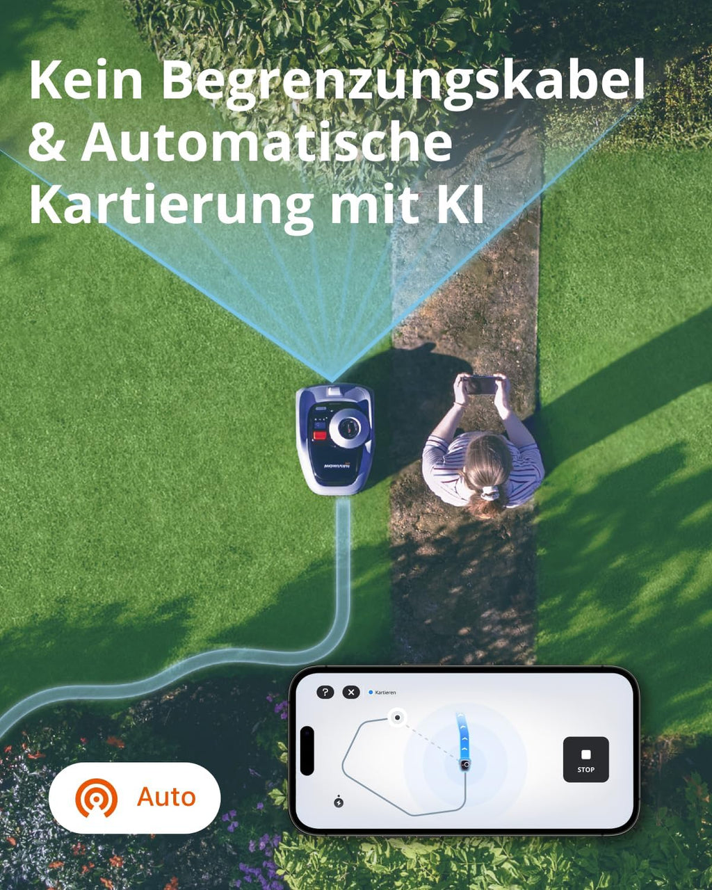 Navimow i105E Robot Rasaerba senza Filo, 500 m, Robot Tagliaerba RTK+Vision, Mappatura Automatica AI, Confine Virtuale, Gestione Multizona