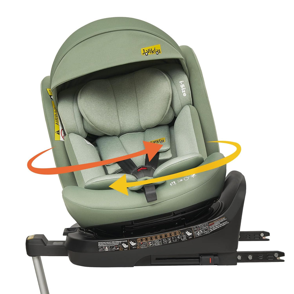 Jovikids 360° Drehbar Kindersitz mit ISOFIX, i-Size 40-150cm(ab Geburt -12 Jahre) Baby Autositz Reboarder mit Liegefunktion & Abnehmbar Vordach, ECE R129 (blau)