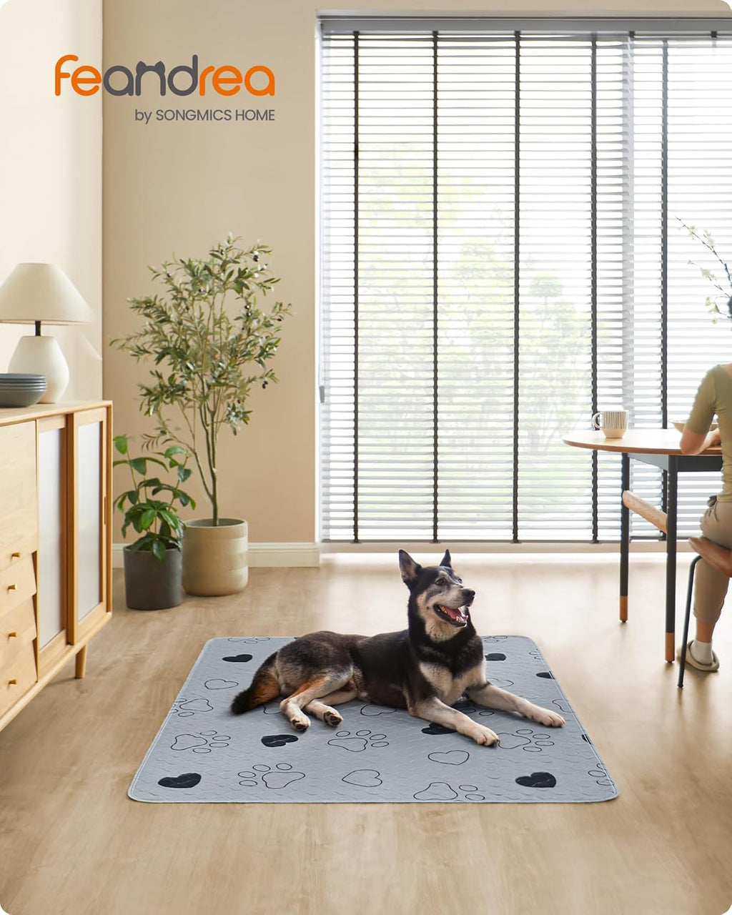 Feandrea Welpen-Unterlagen waschbar, Wiederverwendbare Matten für Hunde, 152 x 122 cm, 2er Set, XL, Hundetoilette, auslaufsicher, rutschfest, super saugfhig, Katzen, Kaninchen, grau PTD048G01