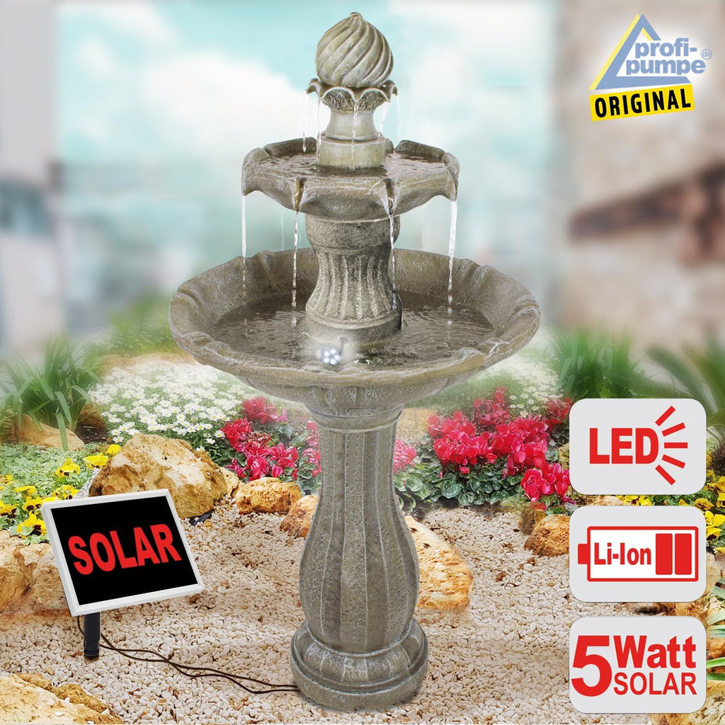 Fontana Solare da Giardino, Fontana a Cascata Classica per Giardino, Luci da Giardino, Pompa per Laghetto per Terrazza, Balcone, Modello Migliorato con Funzione di Avvio Istantaneo della Pompa