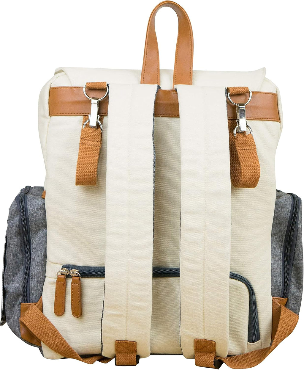 Cutie Tragetasche für Babys, Wickeltasche, Rucksack, Bio-Baumwolle, wasserdicht, mehrere Taschen, isoliert, mit gepolsterten Schultergurten, inklusive Kinderwagenriemen, cremefarben,Grau