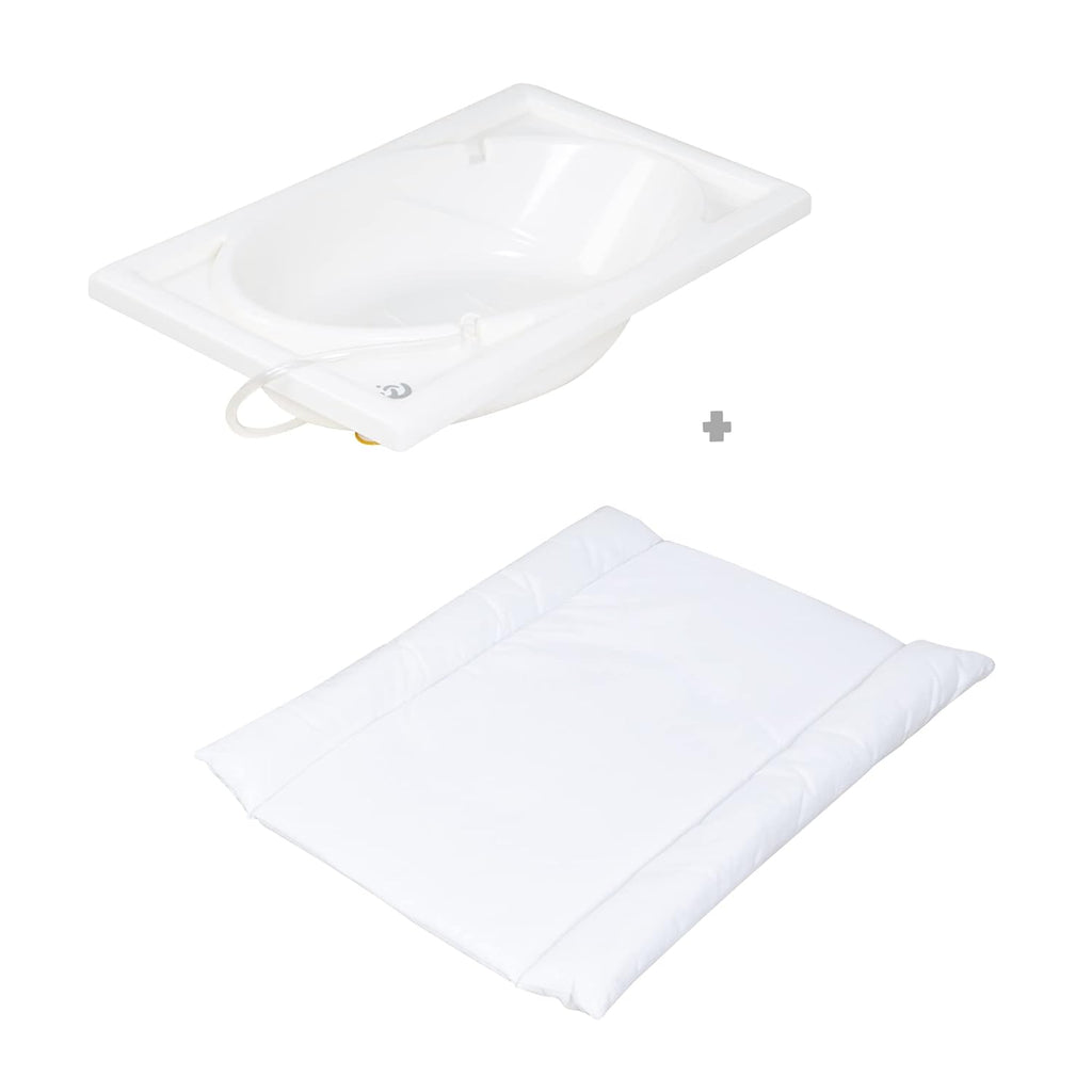 roba Fasciatoio da Bagno Combinato + Materassino Fasciatoio Style grigio - Fasciatoio Mobile Combinato con Vasca Integrata - con piano fasciatoio estraibile - Legno bianco