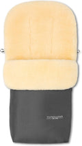 Sacco coprigambe in pelle di agnello Hofbrucker "Putzi" per passeggino, carrozzina/sacco coprigambe invernale antivento e idrorepellente/sacco coprigambe caldo con parte superiore rimovibile/vera pelle di agnello/Made in Germany