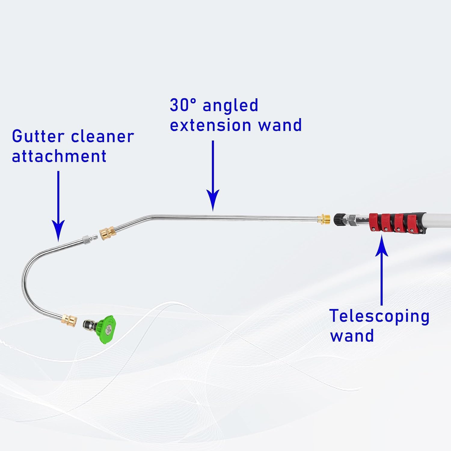 M MINGLE Teleskop-Hochdruckreiniger-Zauberstab, 6 m, Aluminium, Hochleistungsreiniger, Teleskop-Sprühstab mit 2 Verlängerungsstäben, 5 Sprühdüsenspitzen, 2 Kupplungen und Stützriemen, 4000 PSI