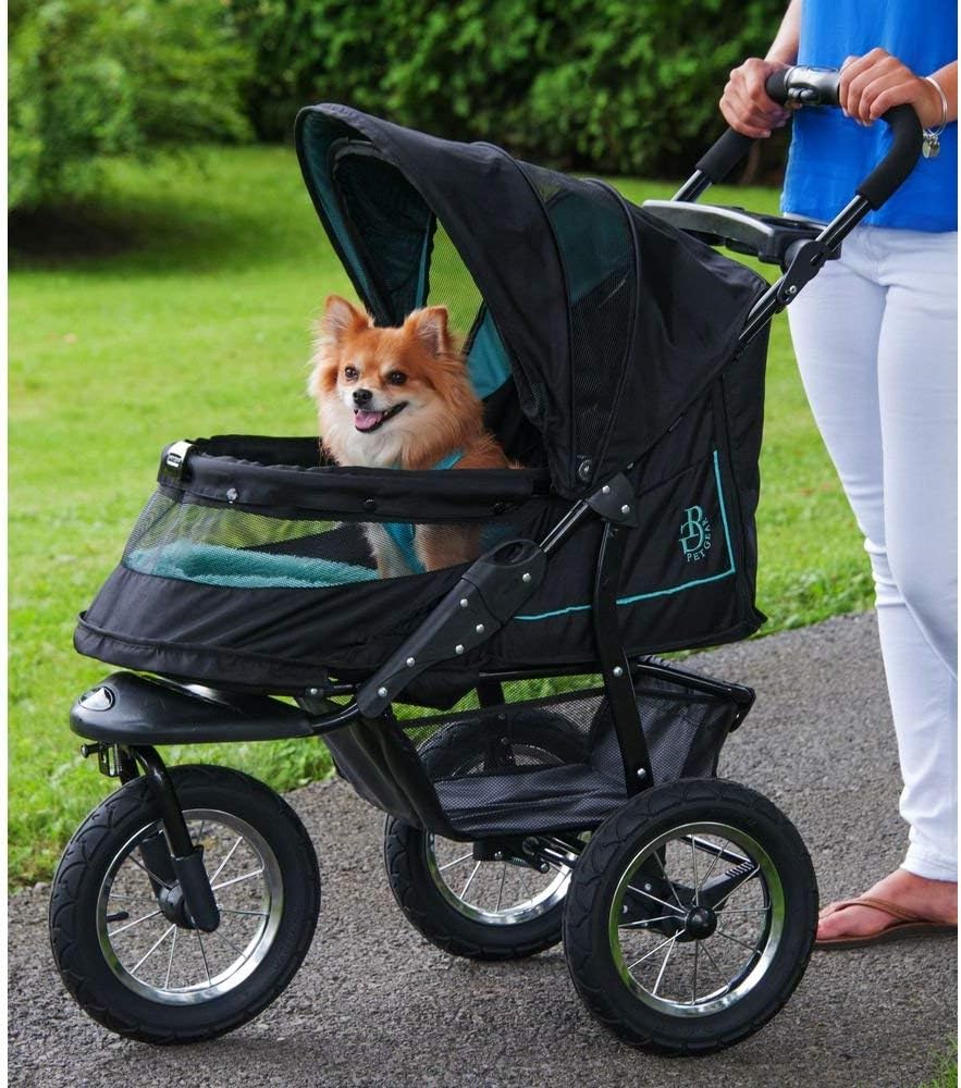 Passeggino per animali domestici No-Zip NV per cani/gatti, ingresso senza cerniera, facile chiusura con una mano, pneumatici con riempimento in gel, imbottitura in peluche + copertura antipioggia inclusi, 3 colori