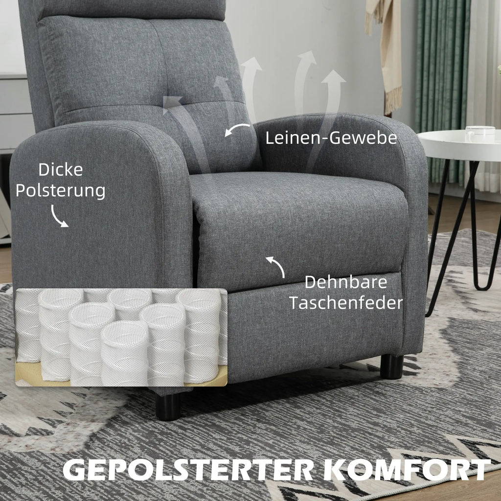 HOMCOM Relaxsessel mit Liegefunktion Grau