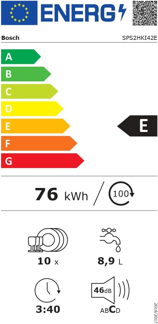 Bosch SPV2IKX10E Serie 2 Lavastoviglie smart a scomparsa totale, larghezza 45 cm, Cestello posate, Extra Asciugatura con la pressione di un pulsante, InfoLight punto luce rosso sul pavimento, AquaStop protezione dai danni causati dall'acqua, Bianco