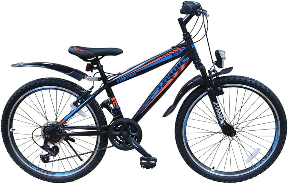 Talson Mountain bike 24 pollici con FORCELLA AMMORTIZZATA e luci 21-velocità Faster BBO