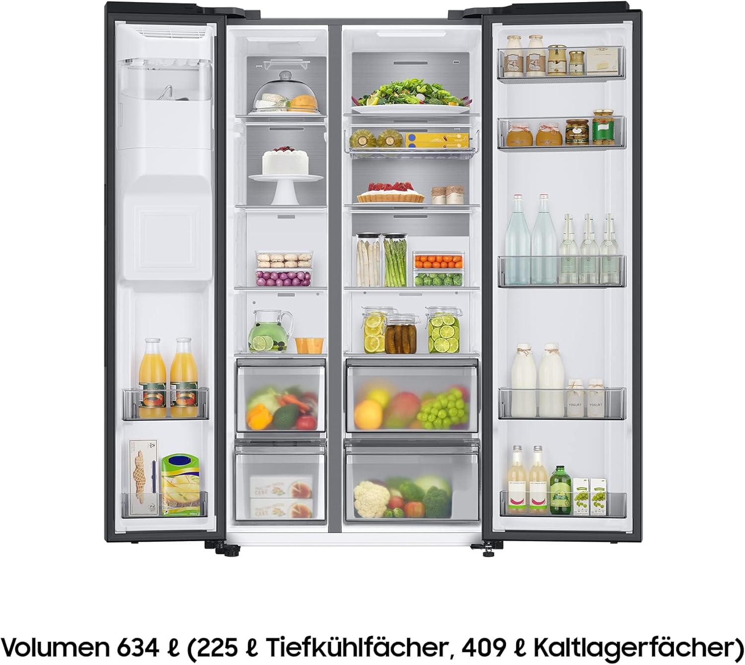 RS6GA8521B1/EG Frigorifero Side-by-Side, 178 cm, 634 l, 225 l di volume del congelatore, Tecnologia Space Max, Premium Black Steel