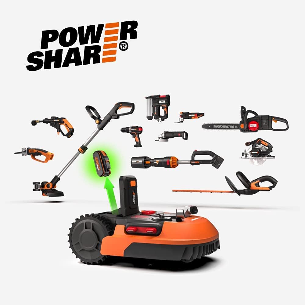 WORX Landroid Plus WR165E Mhroboter mit Begrenzungskabel für Grten bis 500m (AIA Navigation, App Steuerung, WLAN, Bluetooth und schwimmendem Mhwerk - max Steigung: 35%)