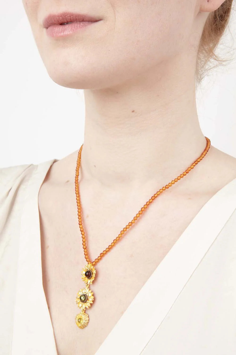 Van Gogh Sonnenblumen Kette mit Anhnger - 3 Blumen
