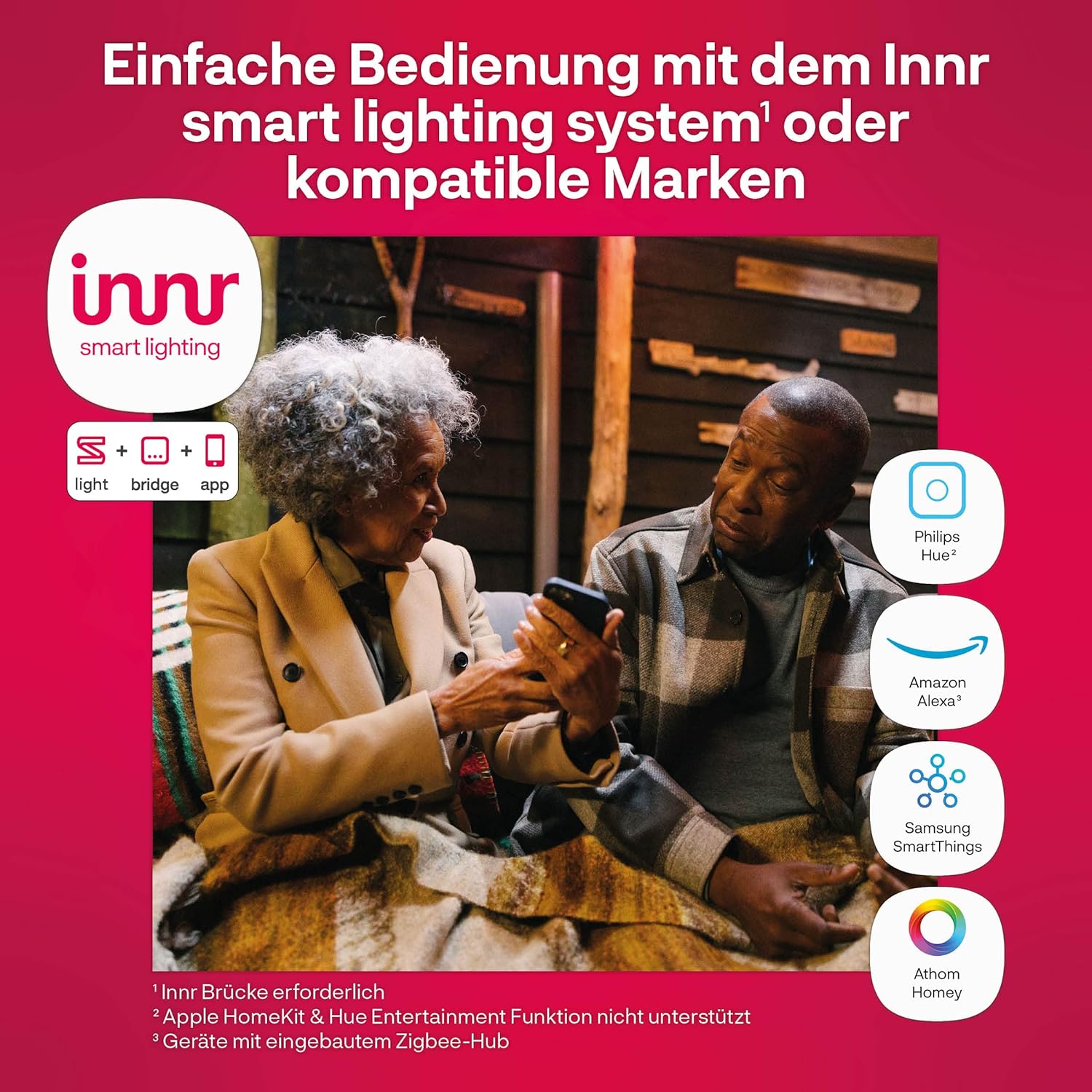 innr Smart Gartenstrahler, Zigbee, Funktioniert mit Hue* und Alexa (Bridge erforderlich), White & Color, LED Strahler, Spotlicht außen, Außenlampe, IP67 wasserdicht, Komplettset (3-Pack)
