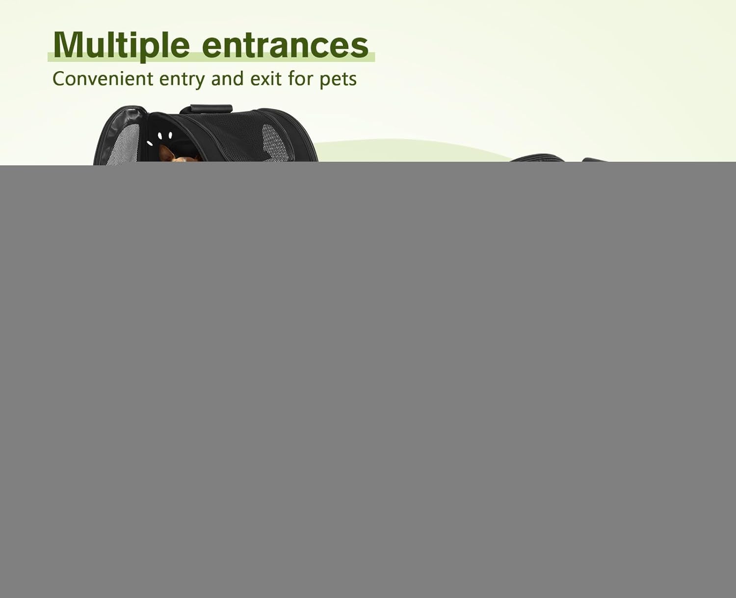 pecute Haustier Rucksack mit Netzfenster, Tragbare und Faltbare Katzentasche, Atmungsaktive und Leichte Hundetasche, Wasserdichtes Oxford-Tuch mit Viel Platz, Multifunktionales Rutschfestes Grau XL