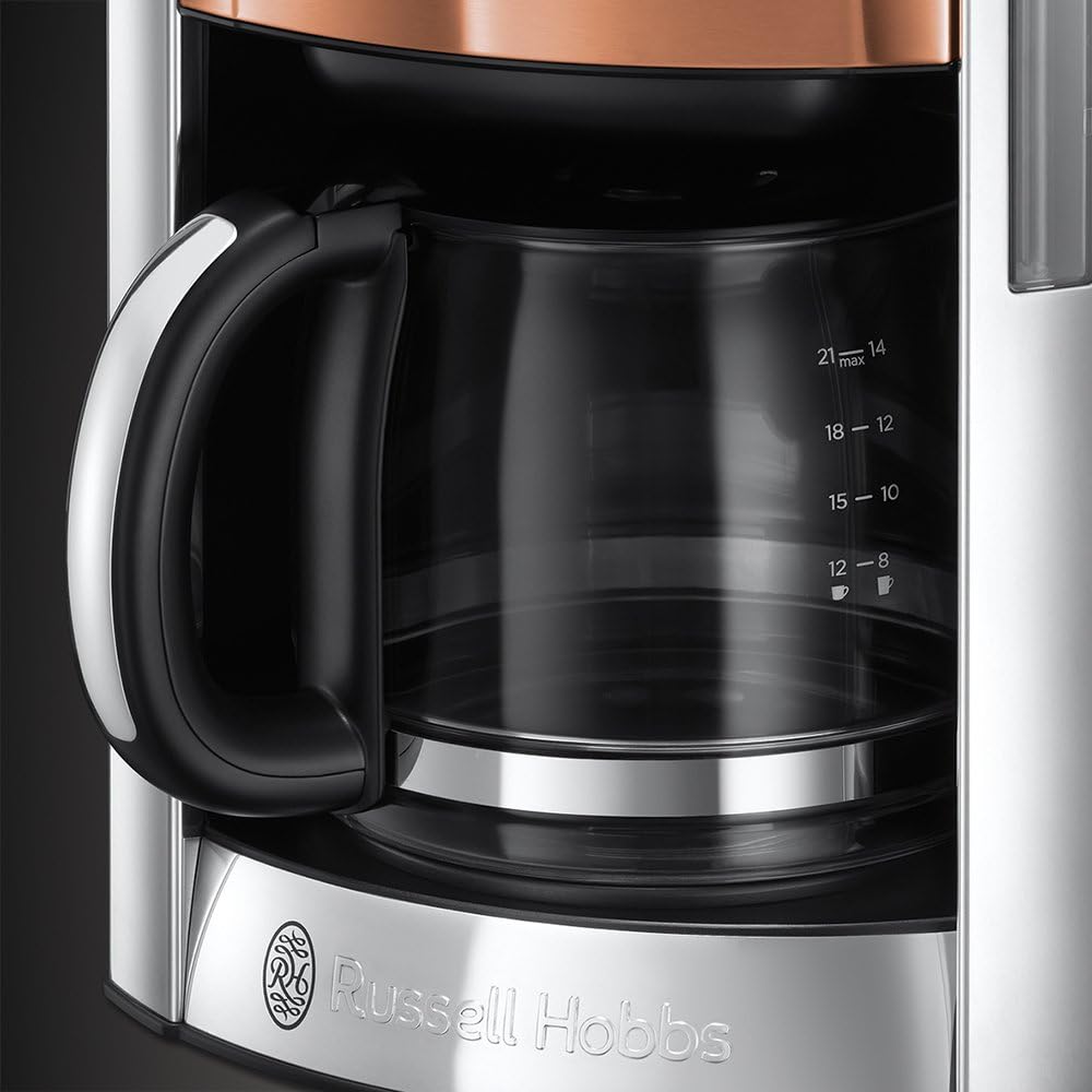 Russell Hobbs Tostapane [per 2 fette] Luna Acciaio Inossidabile Rame (fessure extra large, include supporto per panini, 6 livelli di doratura + funzione scongelamento e riscaldamento, 1550W) 24290-56