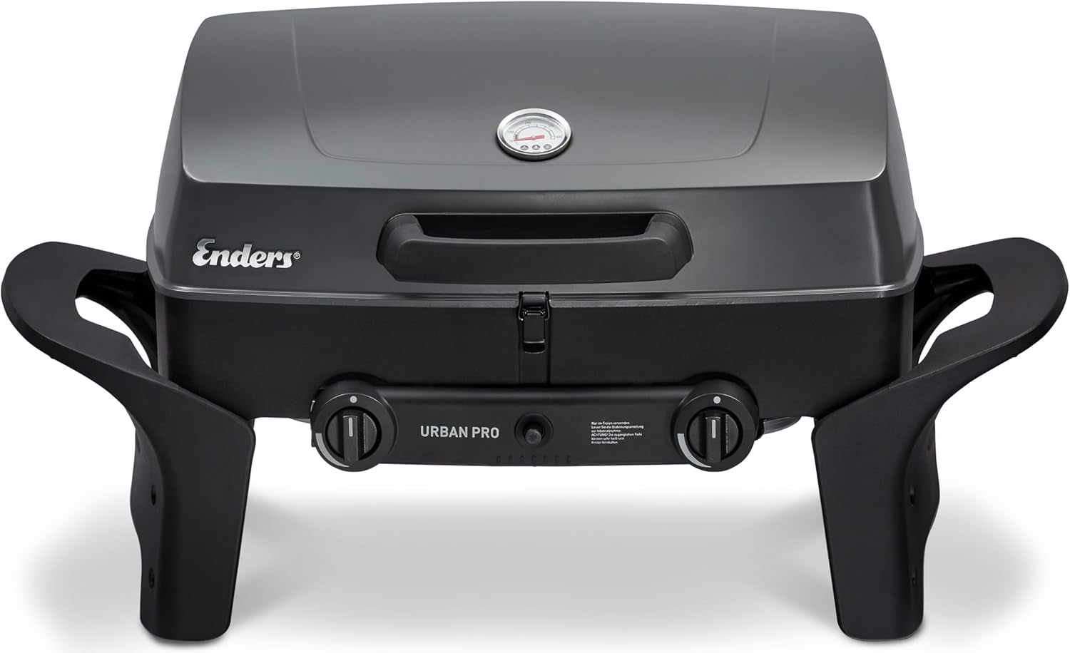 Enders Gasgrill Urban II Pro, barbecue da tavolo, funzione grill, cottura e forno, 2 bruciatori in acciaio inox, con termometro per grill, barbecue da balcone e campeggio, corpo in alluminio pressofuso, griglia in ghisa, #2062