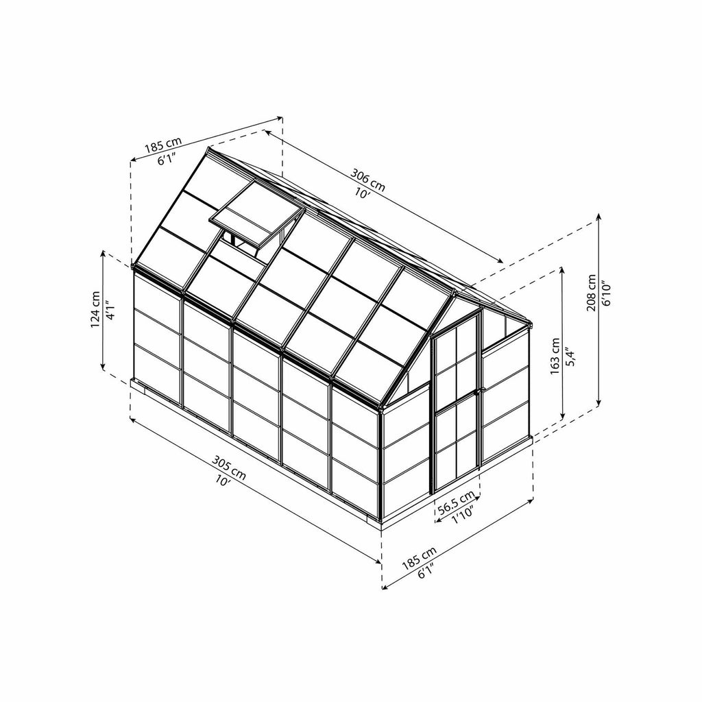 Palram-Canopia Gewchshaus Harmony, 5,7m, 6x10, silber