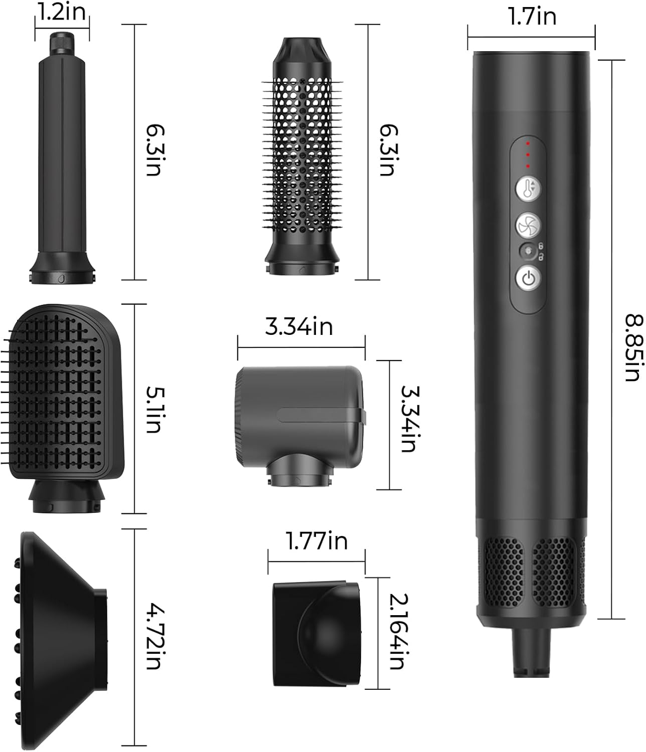 Asciugacapelli Air Styler 7 In 1, Motore ad Alta Velocità 110000 giri/min, Spazzola ad Aria Calda Con 7 Accessori, Asciugare, Lisciare, Arricciare, Dare Volume, Massaggiare il Cuoio Capelluto, Cura Ionica (Bianco)