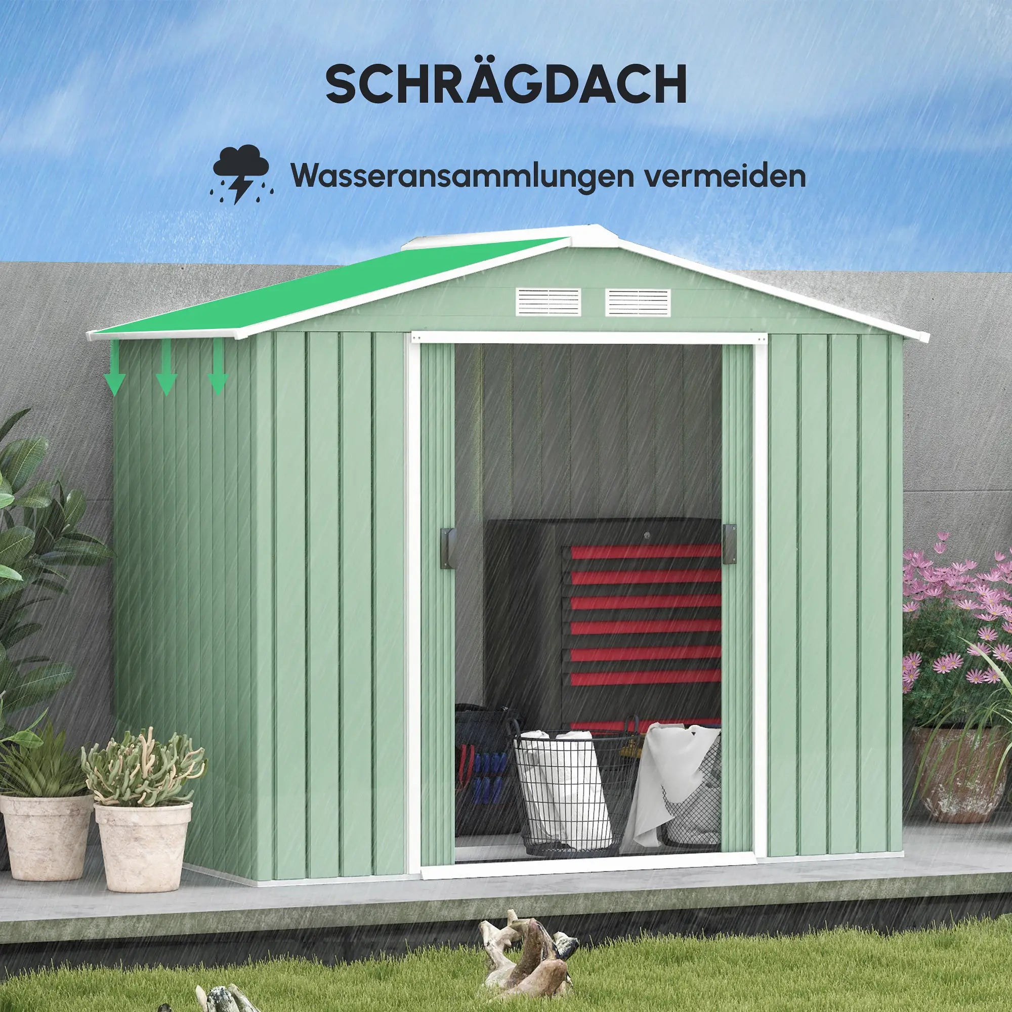 Outsunny Casetta Attrezzi con Porte Scorrevoli e Ventilazione