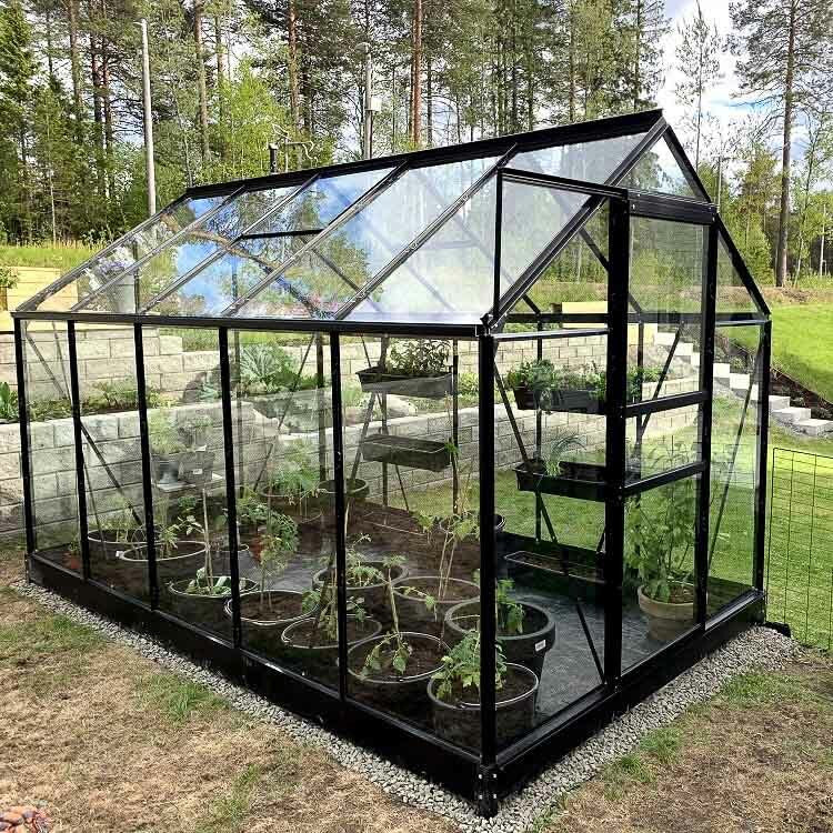 Serra da giardino Lykke Gewchshaus in vetro, 6,2m², nera