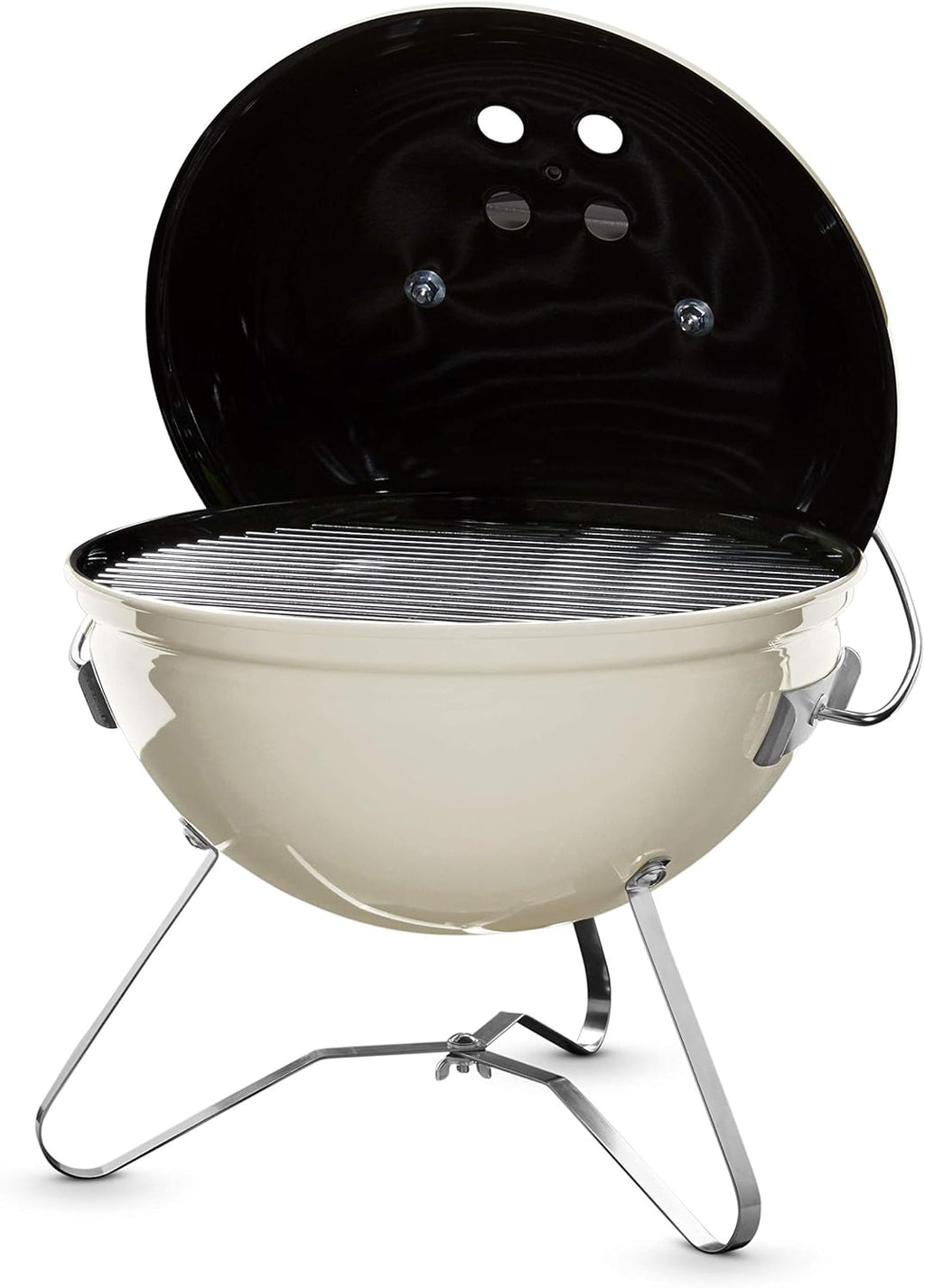 Weber Smokey Joe Premium Holzkohlegrill, Ø 37cm Grillfläche, portabeler BBQ Grill mit praktischem Tragebügel, porzellanemaillierten Deckel & Kessel - Smoke Gray (1126704)