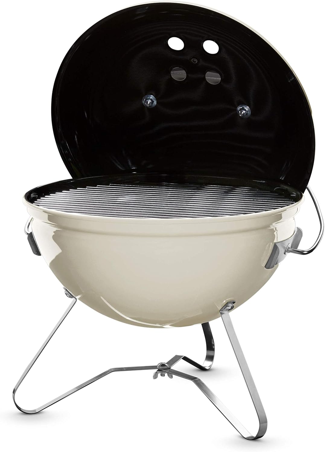 Weber Smokey Joe Premium Holzkohlegrill, Ø 37cm Grillfläche, portabeler BBQ Grill mit praktischem Tragebügel, porzellanemaillierten Deckel & Kessel - Smoke Gray (1126704)