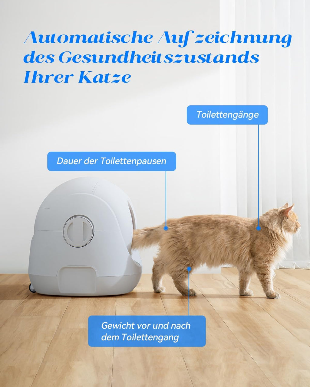 Catlink Baymax Lettiera autopulente, Monitoraggio della salute del tuo gatto, Adatta per gatti da 1,5 a 10 kg, per più gatti