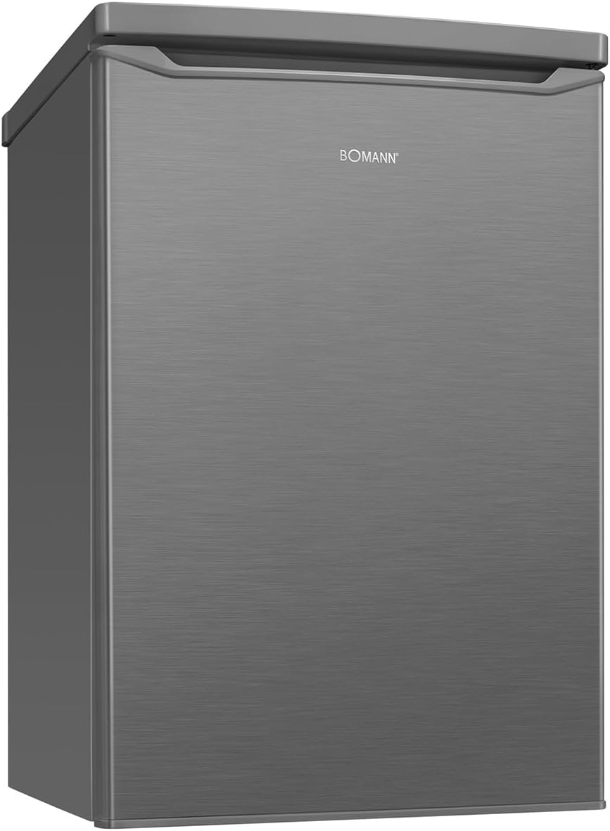 Bomann Frigorifero con congelatore piccolo | Frigorifero con 2 ripiani | silenzioso | con congelatore 4 stelle | Frigorifero piccolo con cassetto per frutta e verdura | Cerniera porta reversibile | KS 7251 inox
