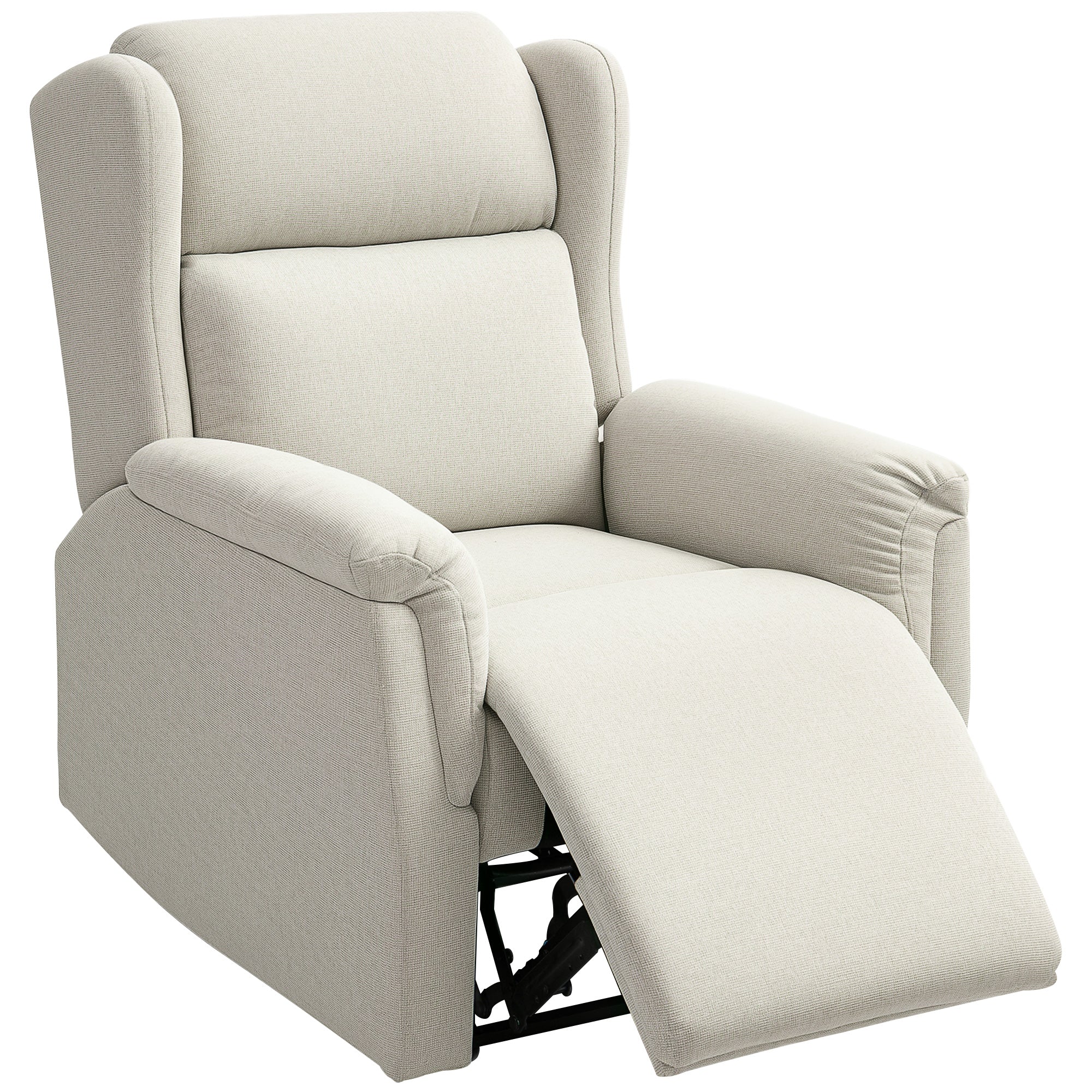 HOMCOM Poltrona TV reclinabile con schienale regolabile a 160° e molle insacchettate, beige