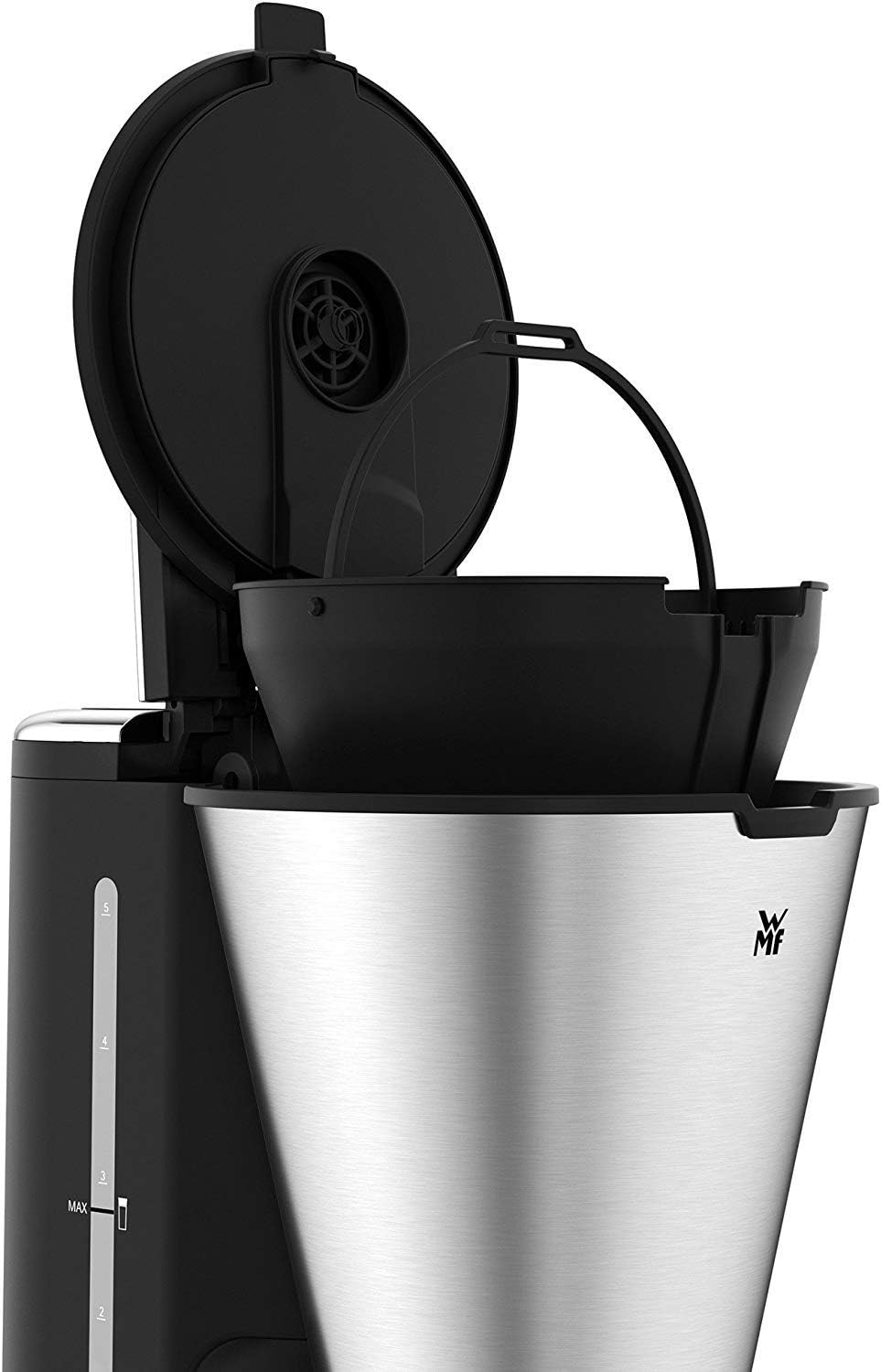 WMF Küchenminis Aroma Filterkaffeemaschine, 870 Watt, cromargan matt & Küchenminis 1-Scheiben Toaster Langschlitz XXl-Toast Brötchenaufsatz 7 Bräunungsstufen Überhitzungsschutz 600W Edelstahl matt