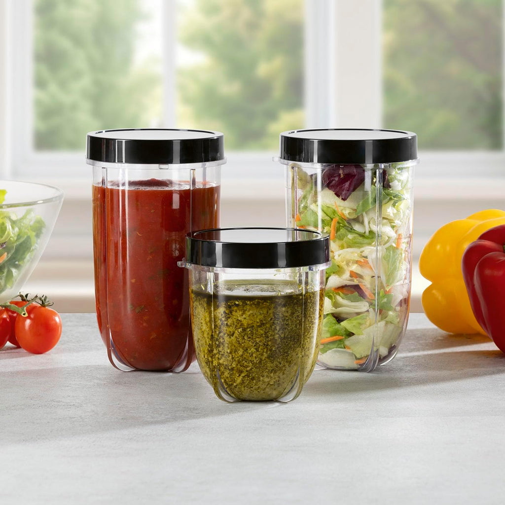 GOURMETmaxx Frullatore per Smoothie e Frullatore a Immersione Set da 18 pezzi - 400W | Frullatore Elettrico da 750ml, Mixer con 4 Bicchiere To-Go, 2 Lame, Spremiagrumi, Piedistallo e Coperchio | Lavabile in Lavastoviglie, a Prova di Perdite e Senza BPA