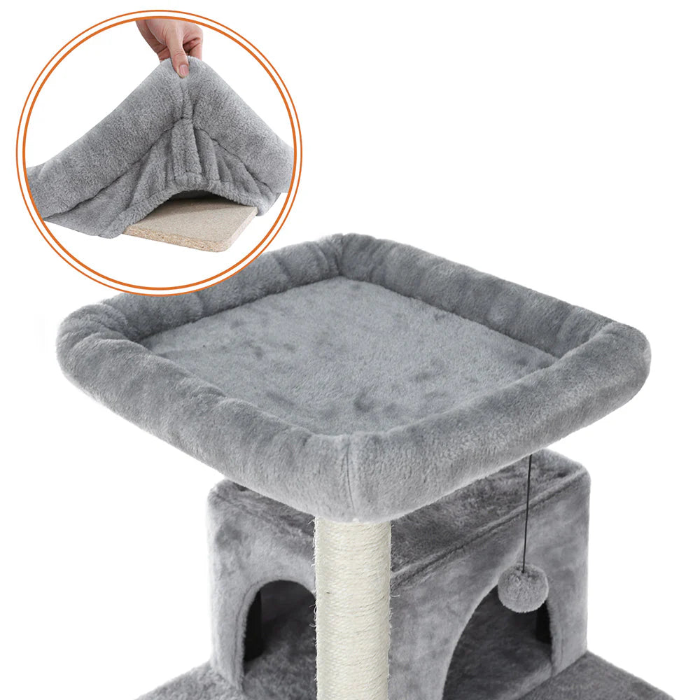 PERCHO Kratzbaum – Mehrstckiger Katzenbaum mit Spielplattform und Kuschelhhle