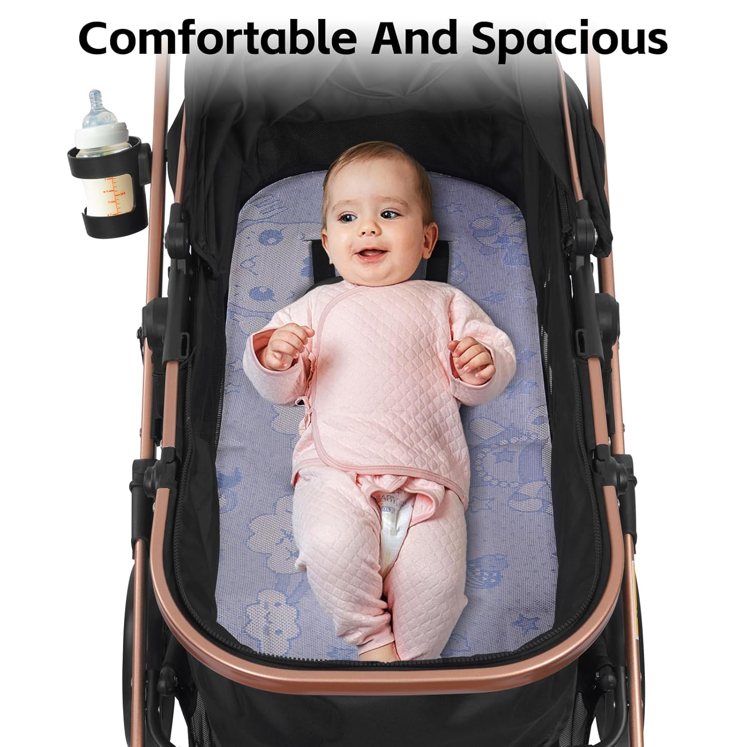 Vinteky 3 in1 Kinderwagen Buggy Kombikinderwagen Reisebuggy Komplett-Set inkl. Babywanne & Buggy Sportsitz & Auto-Babyschale Zusammenklappbar Shwarz