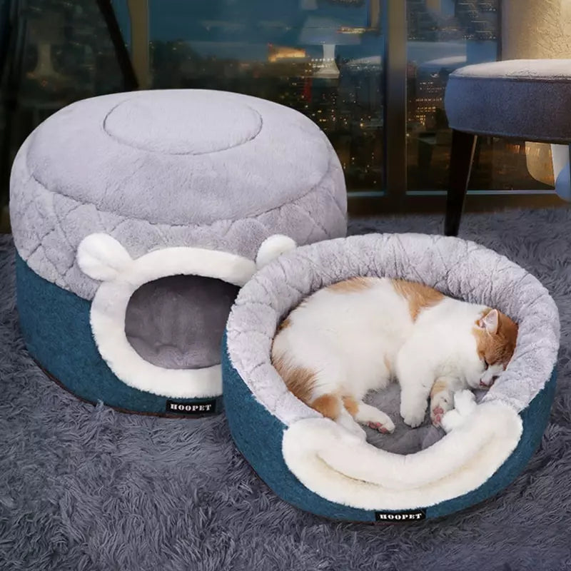HundeJoy Katzenhhle 2-in-1 – Stilvoller Rückzugsort und Kissen in einem