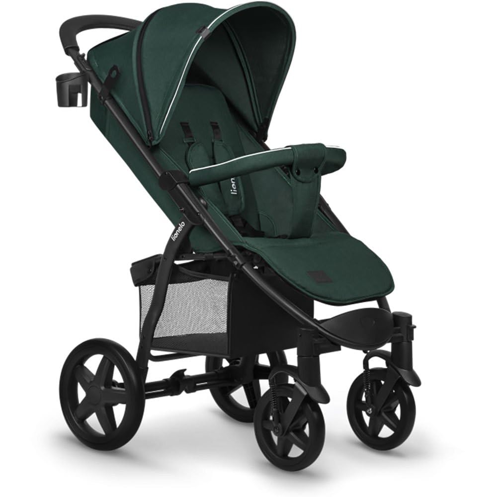 LIONELO Annet Buggy fino a 22 kg con funzione reclinabile, passeggino compatto richiudibile con accessori, ruote in schiuma EVA, zanzariera, coprigambe, portabevande, cestino (Golden Moments, Tour)
