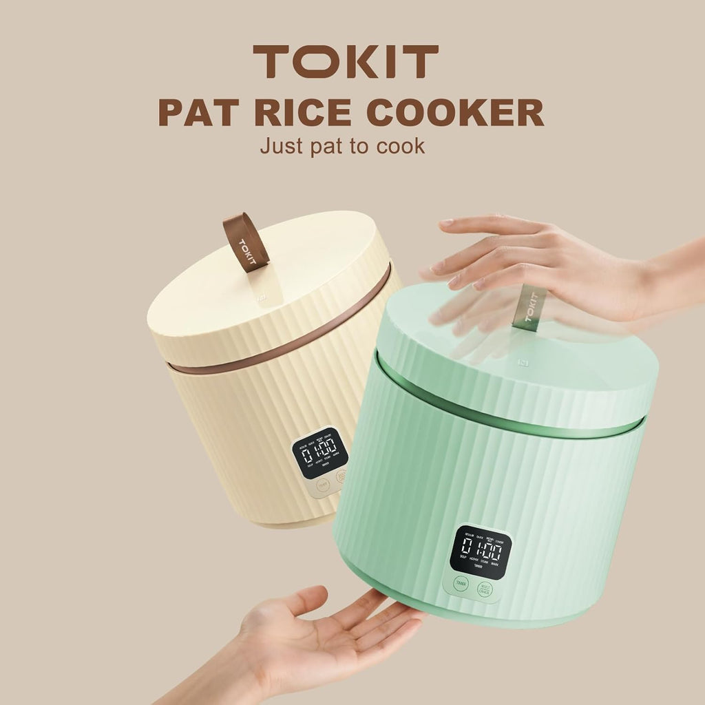 TOKIT Cuociriso 1.5L Pro Mini Piccolo ma Multifunzione con Tasto Touch Display per 1-3 persone Pentola Interna Antiaderente Rivestita in Ceramica (Bianco)