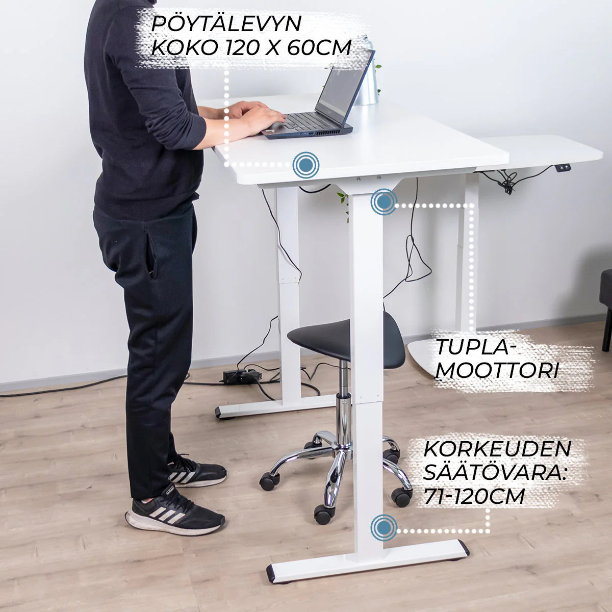 Lykke Elektrisch Hhenverstellbarer Schreibtisch M200, wei, 140 x 70 cm